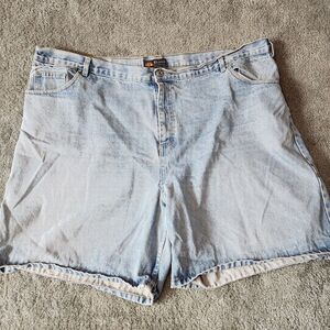 Route 66 Mens Denim Shorts Light Wash High Rise Size 50 Small Hole In Crouch